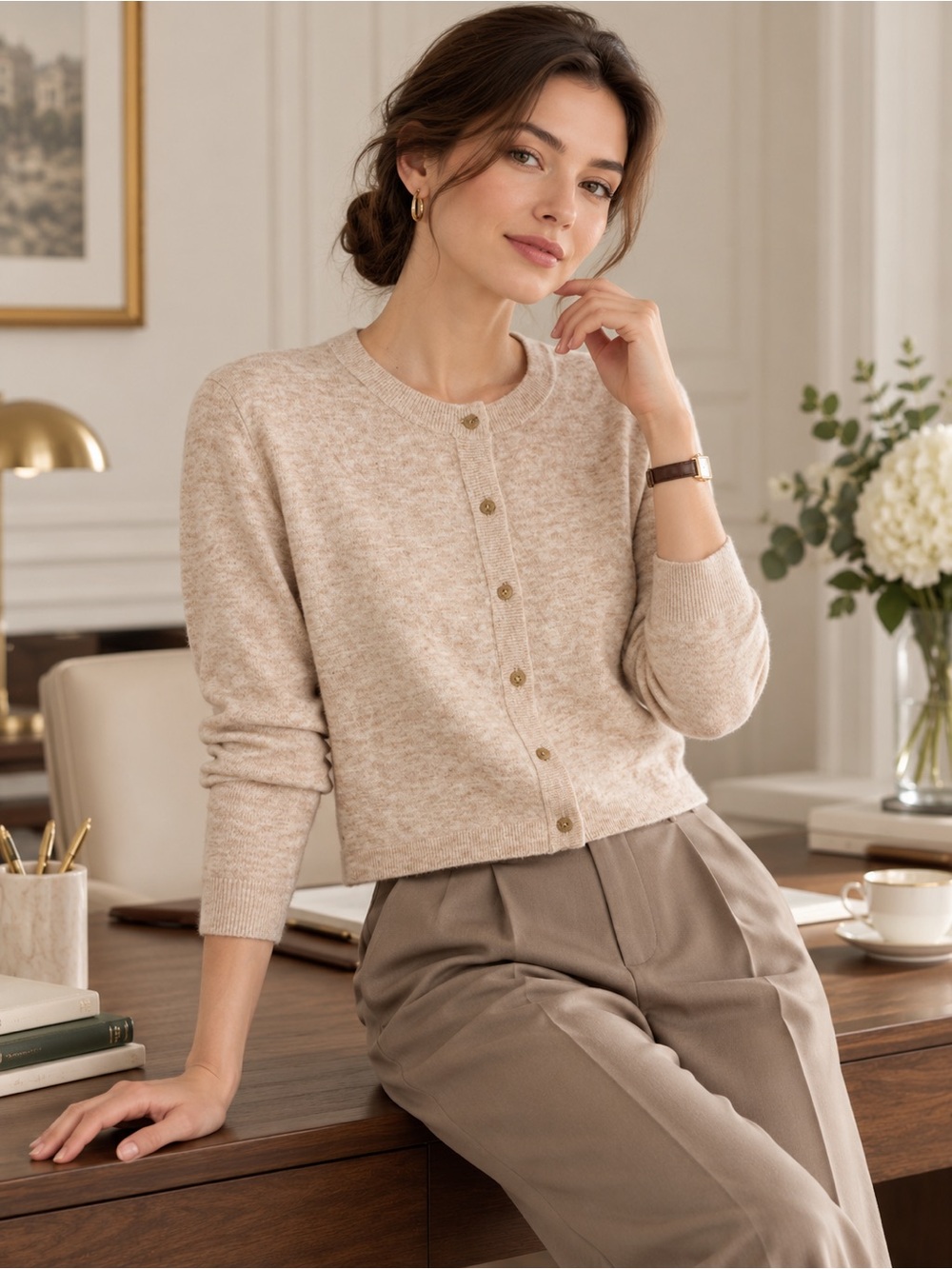 NWT Aritzia Wilfred SoftSpoke Sicily Cardigan Cropped Knit Sweater Old Money